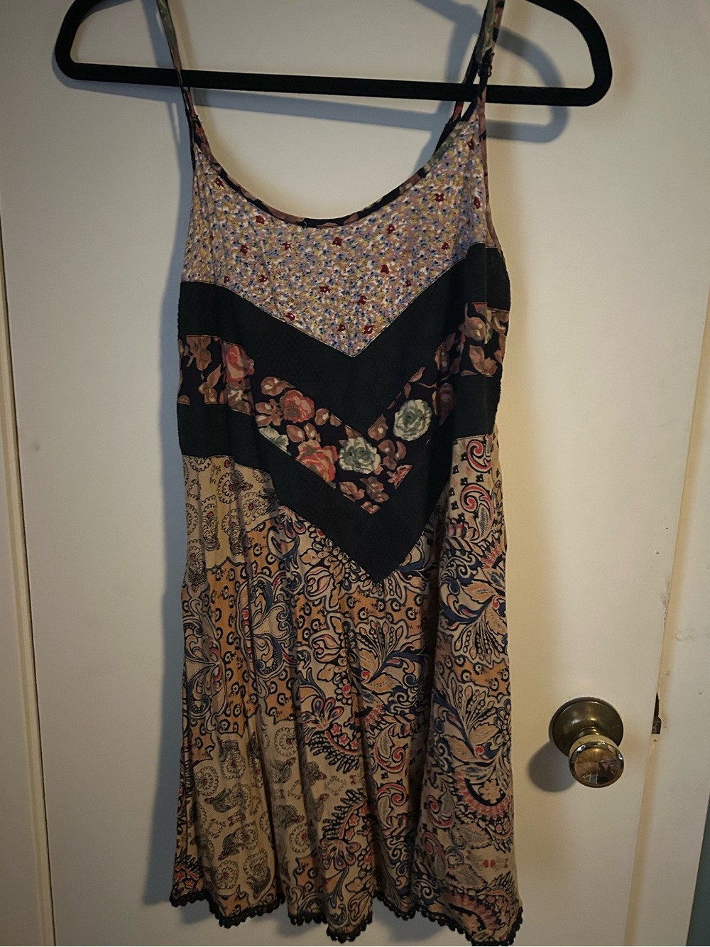 *2 for $15* Earthbound Boho Floral Mix Print Slip Dress - Black & Beige